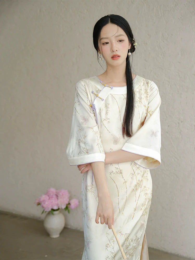 Bamboo Leaf - New Chinese Style Cheongsam Dress (Preorder)