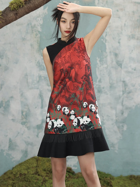 New Chinese Style Dress: Panda Forest