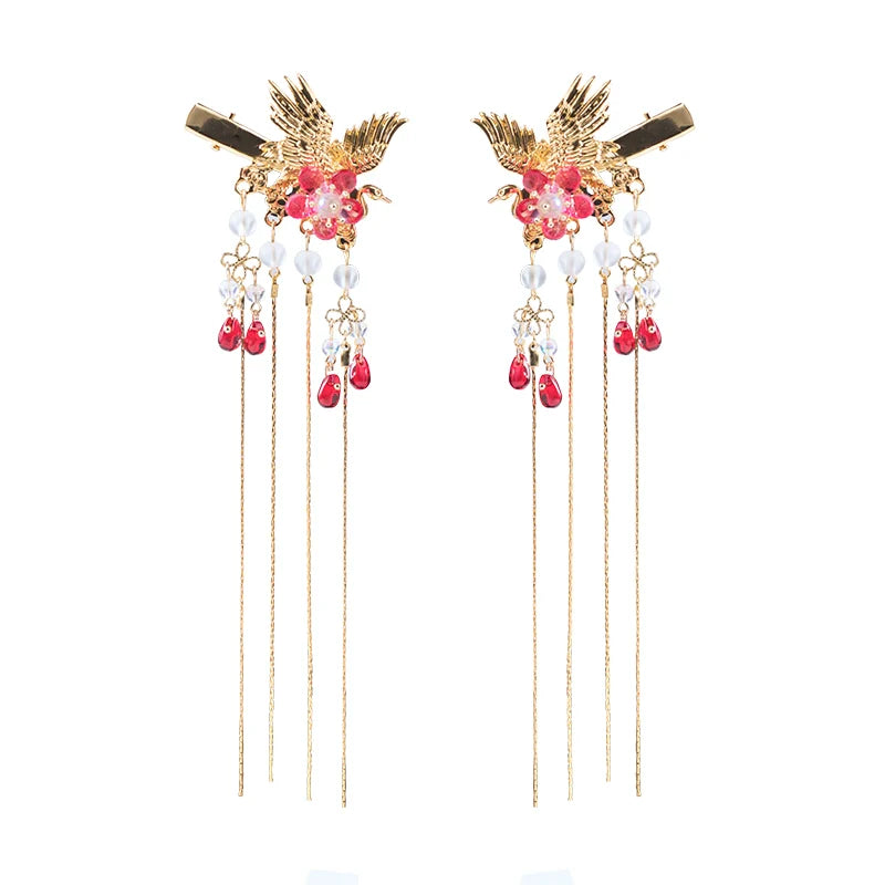Long Tassels Hair Clip: Phoenixes