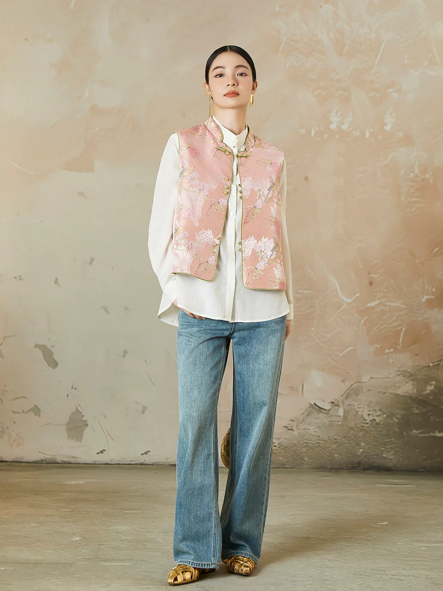 Birds and Peony - New Chinese Style Jacquard Women Vest