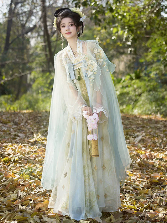 Youlan 幽兰 - Tang Dynasty Style Qixiong Ruqun with Cloak
