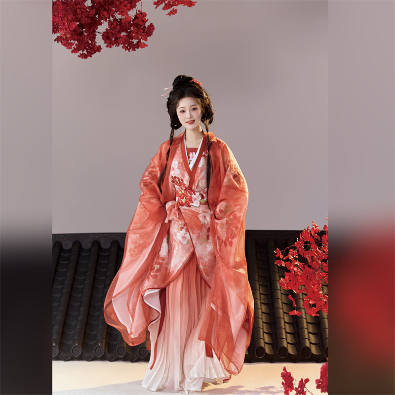 Red Scarlet 红绯 - Warring States and Han Dynasty Straight Hem Robe