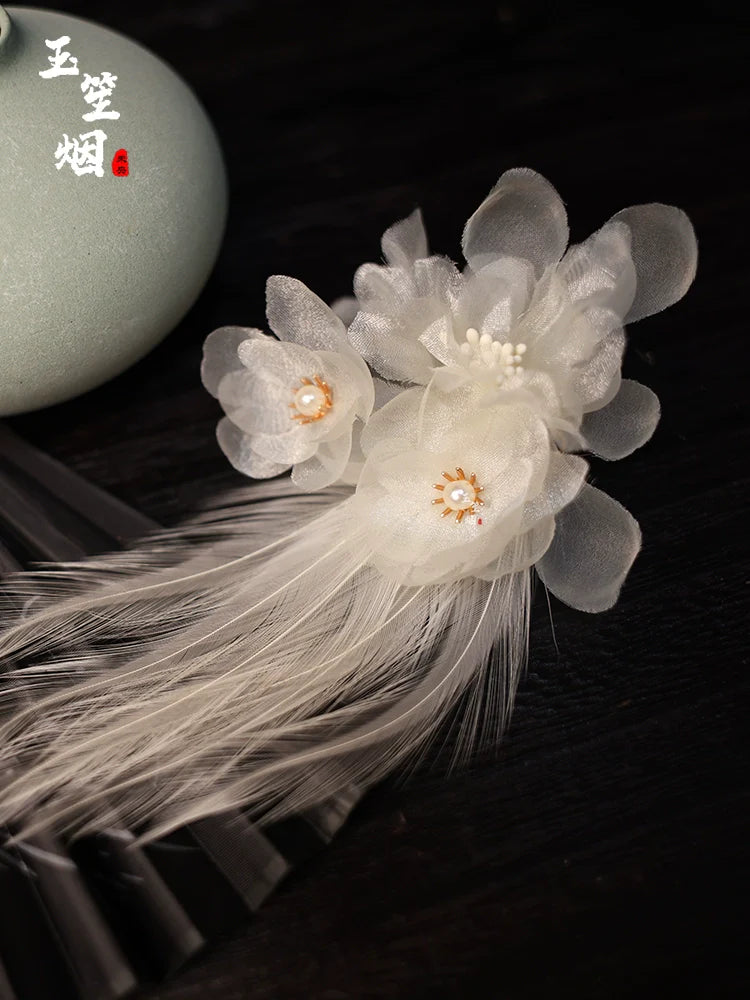 Hair Clips: Crane Feathers