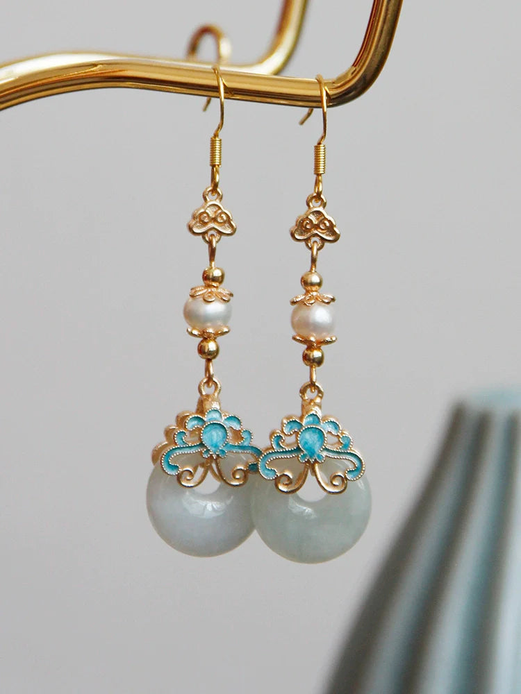 Jade Ping'an Chinese Style Earrings