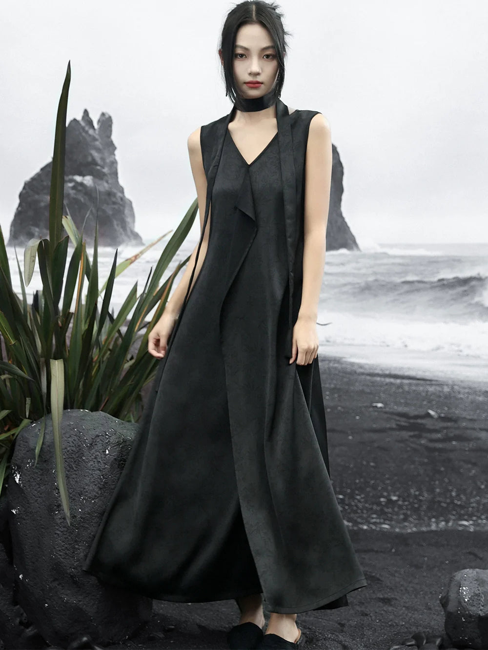 New Chinese Style Satin Dress: Twilight