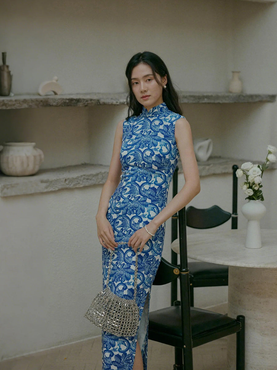 Blue Glaze 蓝釉 - Spring and Summer Short Sleeve Hong Kong-Style Ramie Cheongsam (Preorder)