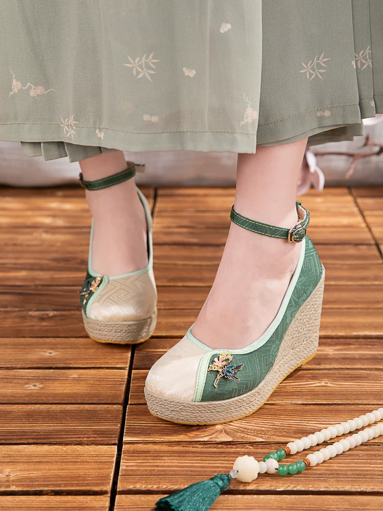 Delilah - Wedge Heels Embroidered Cheongsam Shoes