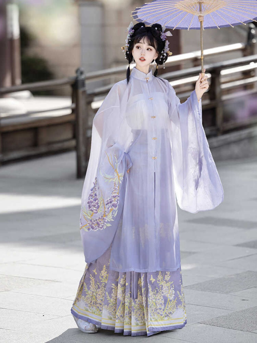 Wisteria 紫藤 - Robe & Mamianqun Ming Dynasty Hanfu Set