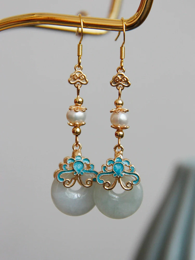 Jade Ping'an Chinese Style Earrings