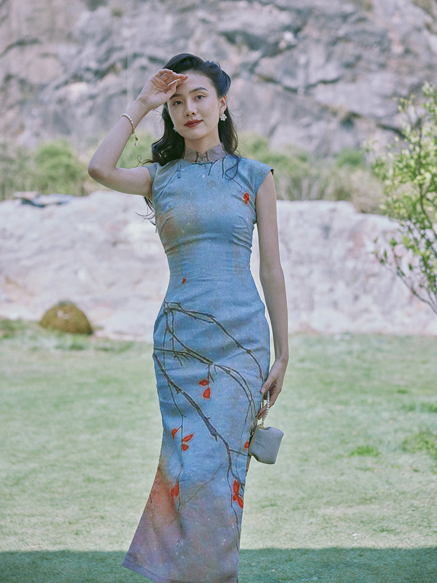 Zhiyin 枝影 - Spring and Summer Short Sleeve Hong Kong-Style Ramie Cheongsam (Preorder)