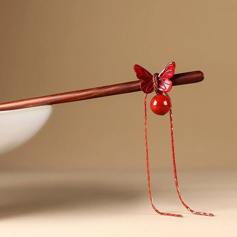Sandalwood Hair Stick: Butterfly