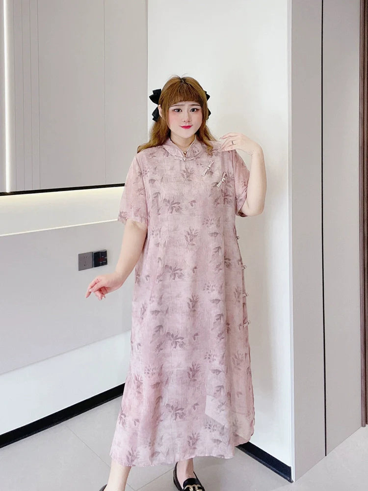 Lilac - New Chinese Style Cheongsam Dress