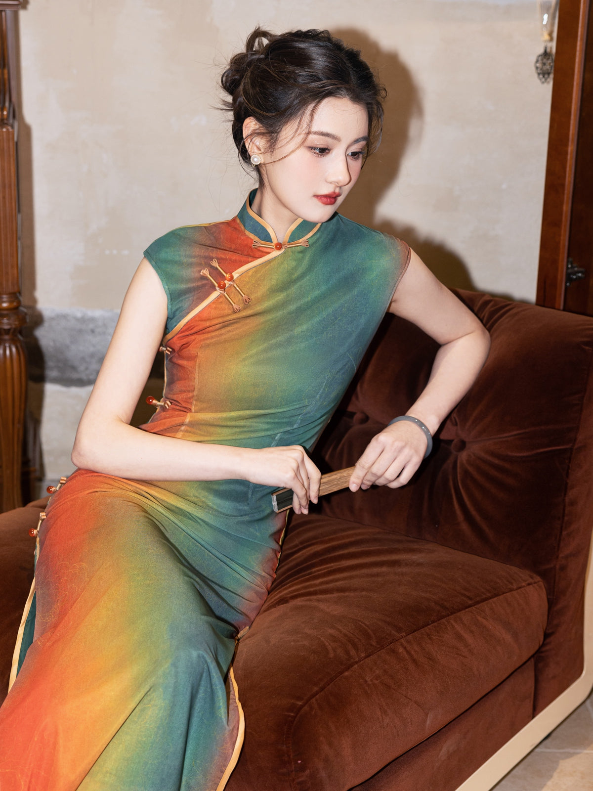 Qicai Jinhua 绮彩锦华 - Sleeveless Retro Style Long Cheongsam