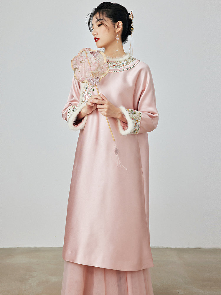 Frost Moon - Padded Cheongsam Dress for Autumn and Winter
