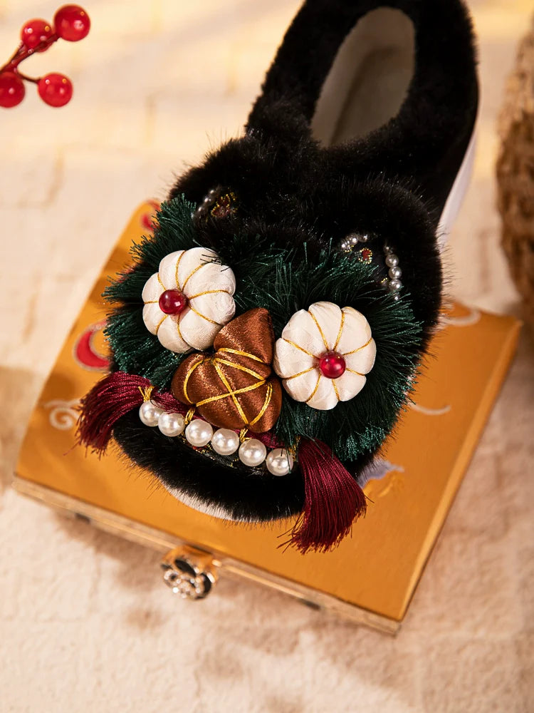 Julia - Traditional Chinese Lion Furry Shoes