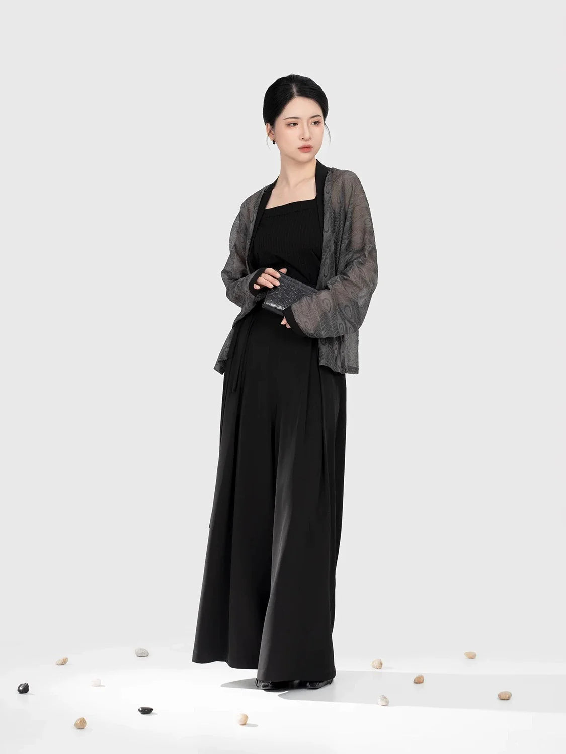 Wu Ling 乌翎 - Modern Song Dynasty Airplane Sleeves Top and Wide-leg Pants (Preorder)