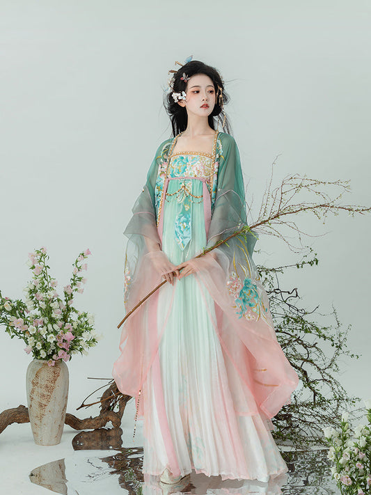 Qing Yu 青羽 - Fairy Spring and Summer Daily Tang Dynasty Style Qixiong Ruqun