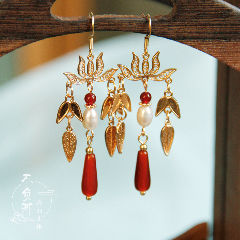 Fire Lotus Chinese Style Earrings
