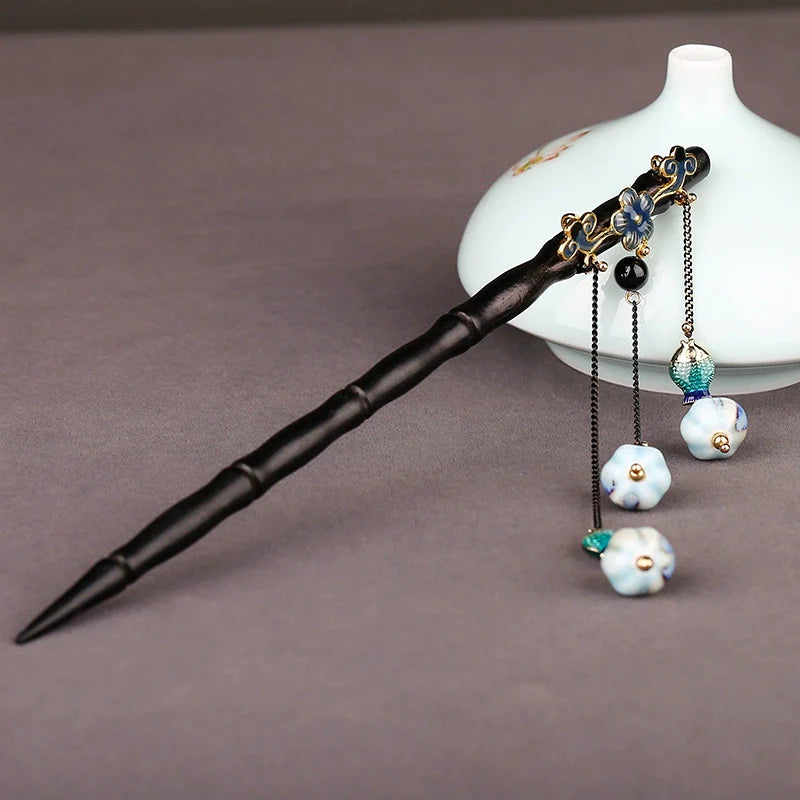Ebony Sandalwood Hair Stick: Droplets