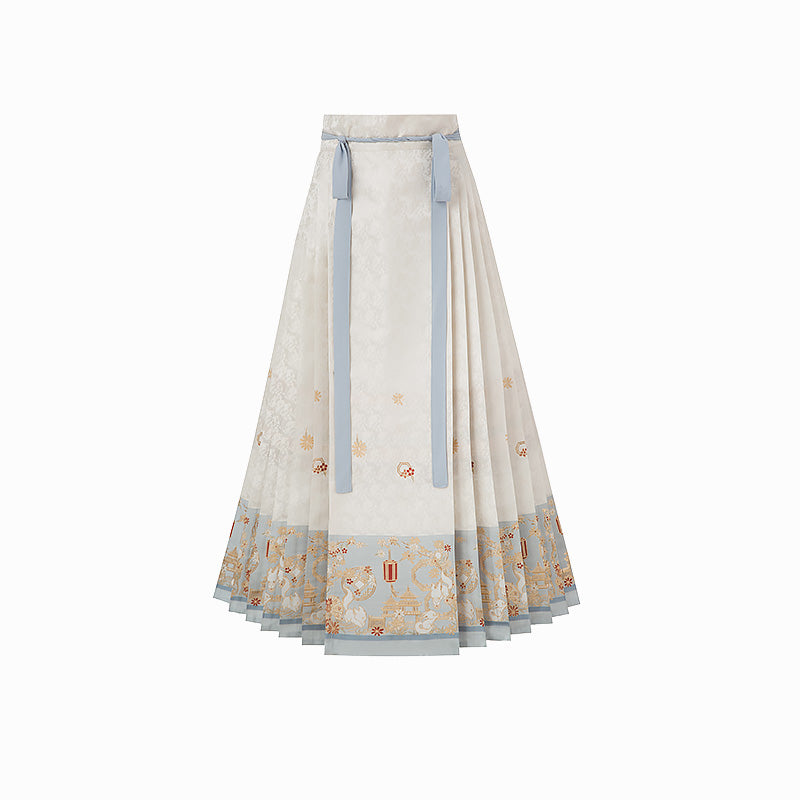 White Moon Pavilion 白月亭 - Pipa Sleeve Top & Mamianqun Ming Dynasty Hanfu Set