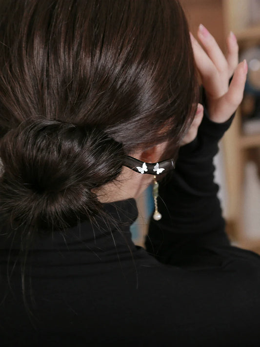 Ebony Hair Stick: Butterfly Lovers
