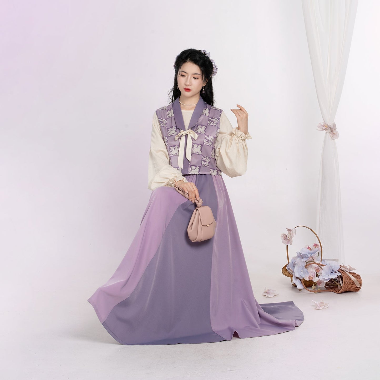 Taro Milk Tea 芋泥奶茶 - New Chinese Style Tang Dynasty Beizi Hanfu (Preorder)