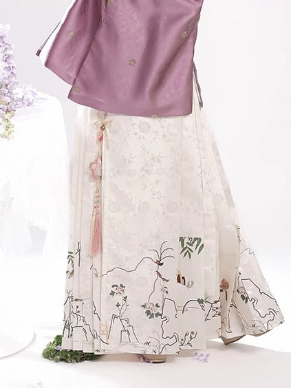 Hundred Herbs 百草 - Cross Collar Top & Mamianqun Ming Dynasty Hanfu Set