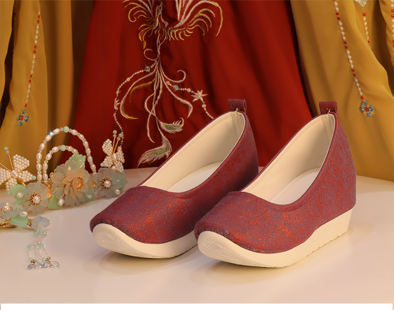 Golden Jade Leaf - Traditional Satin Shoes for Hanfu