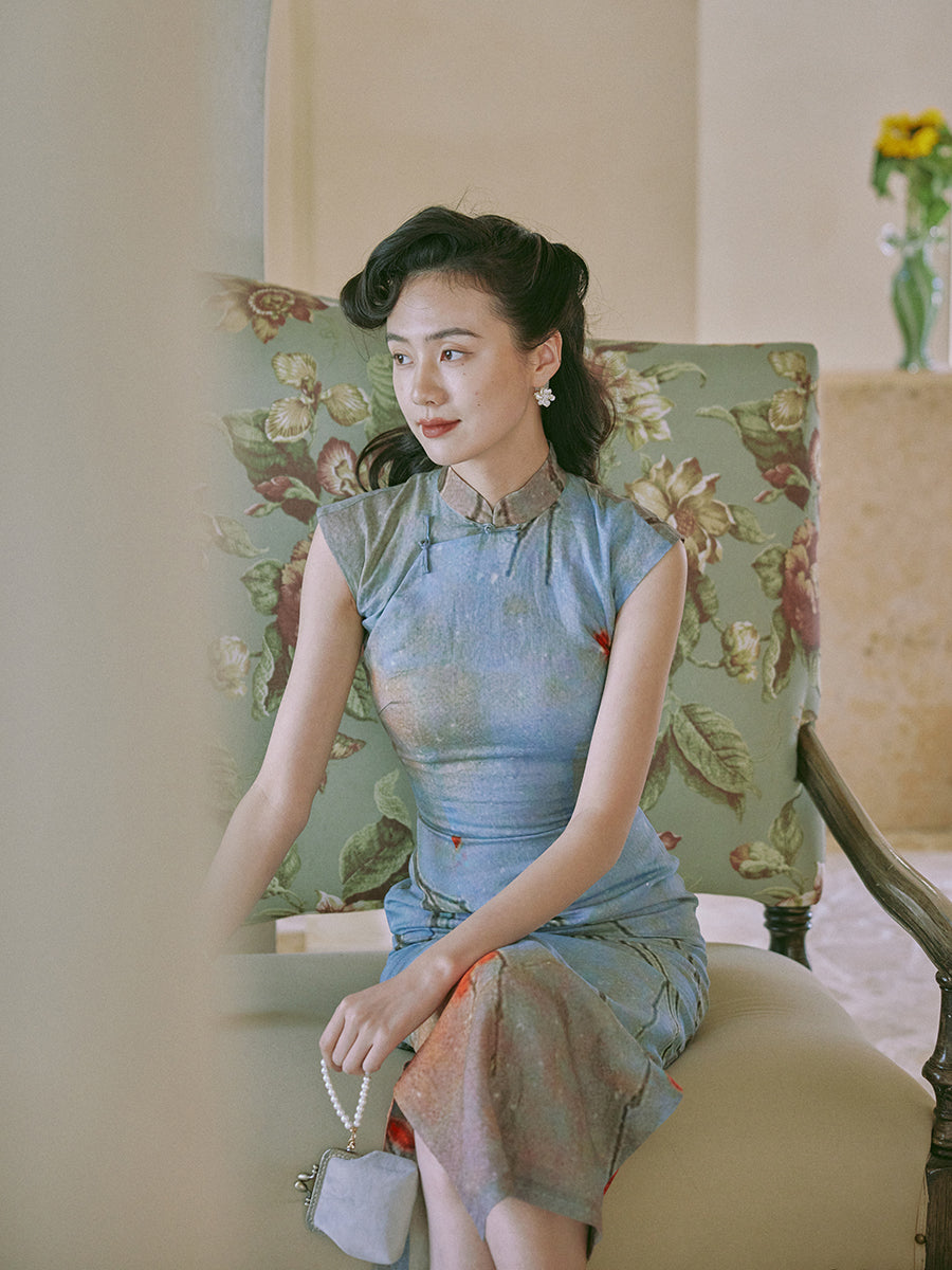 Zhiyin 枝影 - Spring and Summer Short Sleeve Hong Kong-Style Ramie Cheongsam (Preorder)