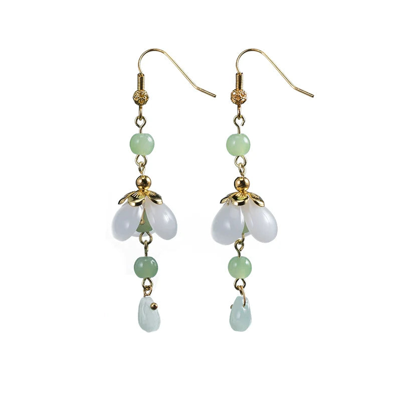 Glass Flower Chinese Style Earrings