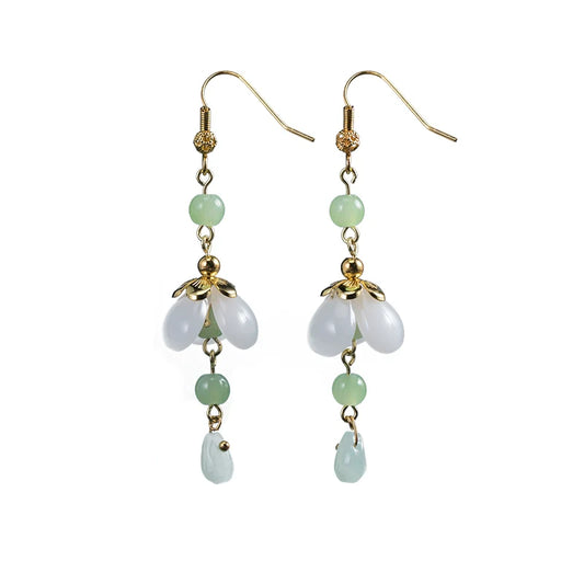 Glass Flower Chinese Style Earrings