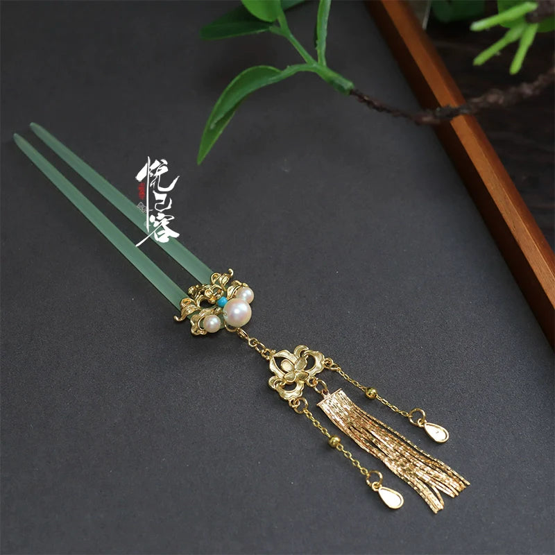 Hanfu Hair Accessories Set: Jade Rinse