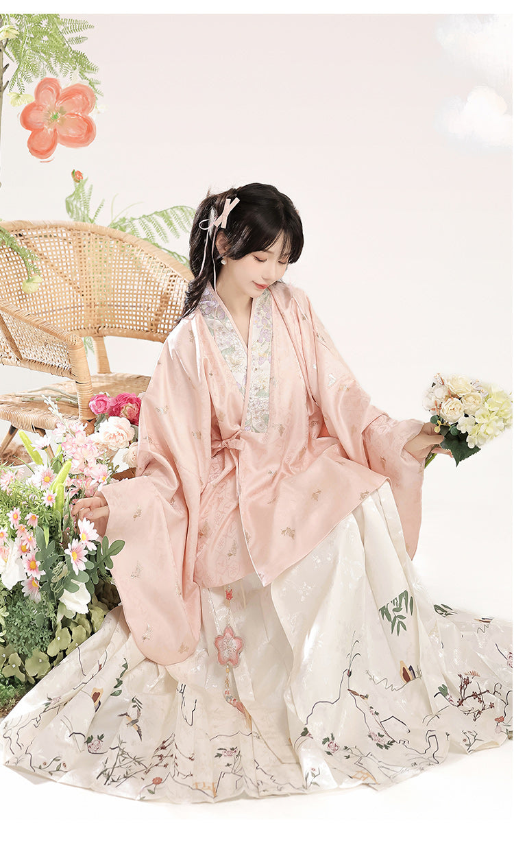 Hundred Herbs 百草 - Cross Collar Top & Mamianqun Ming Dynasty Hanfu Set