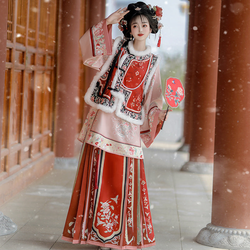 Celadon - Late Qing Dynasty Han Lady Outfit for Autumn and Winter