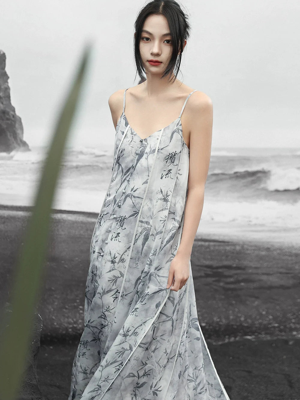 New Chinese Style Printed Slip Dress: Callie