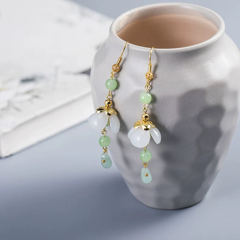 Glass Flower Chinese Style Earrings