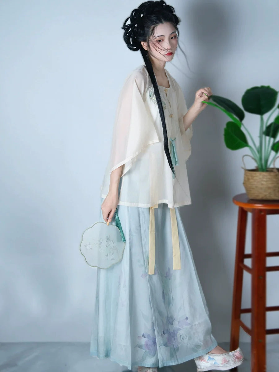 Qianran - New Chinese Style Ming Dynasty Hanfu Matching Set