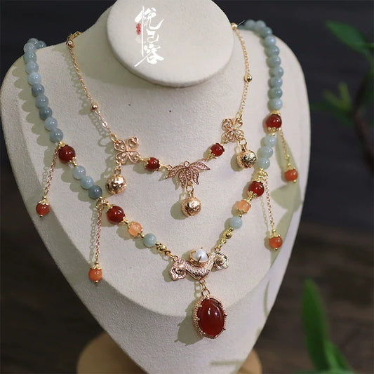 Warm Wine Chinese Style Necklace