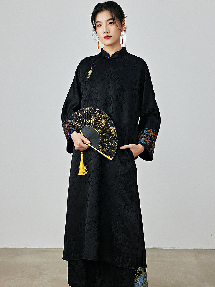 Onyx - Jacquard Satin Cheongsam Dress