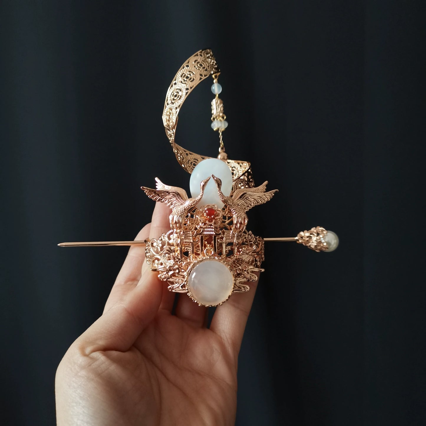Spiral Cranes - Unisex Hanfu Hair Crown