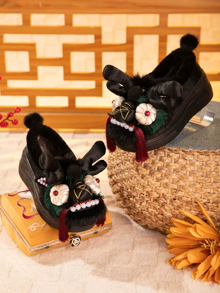 Hailey - Traditional Chinese Lion Furry Shoes
