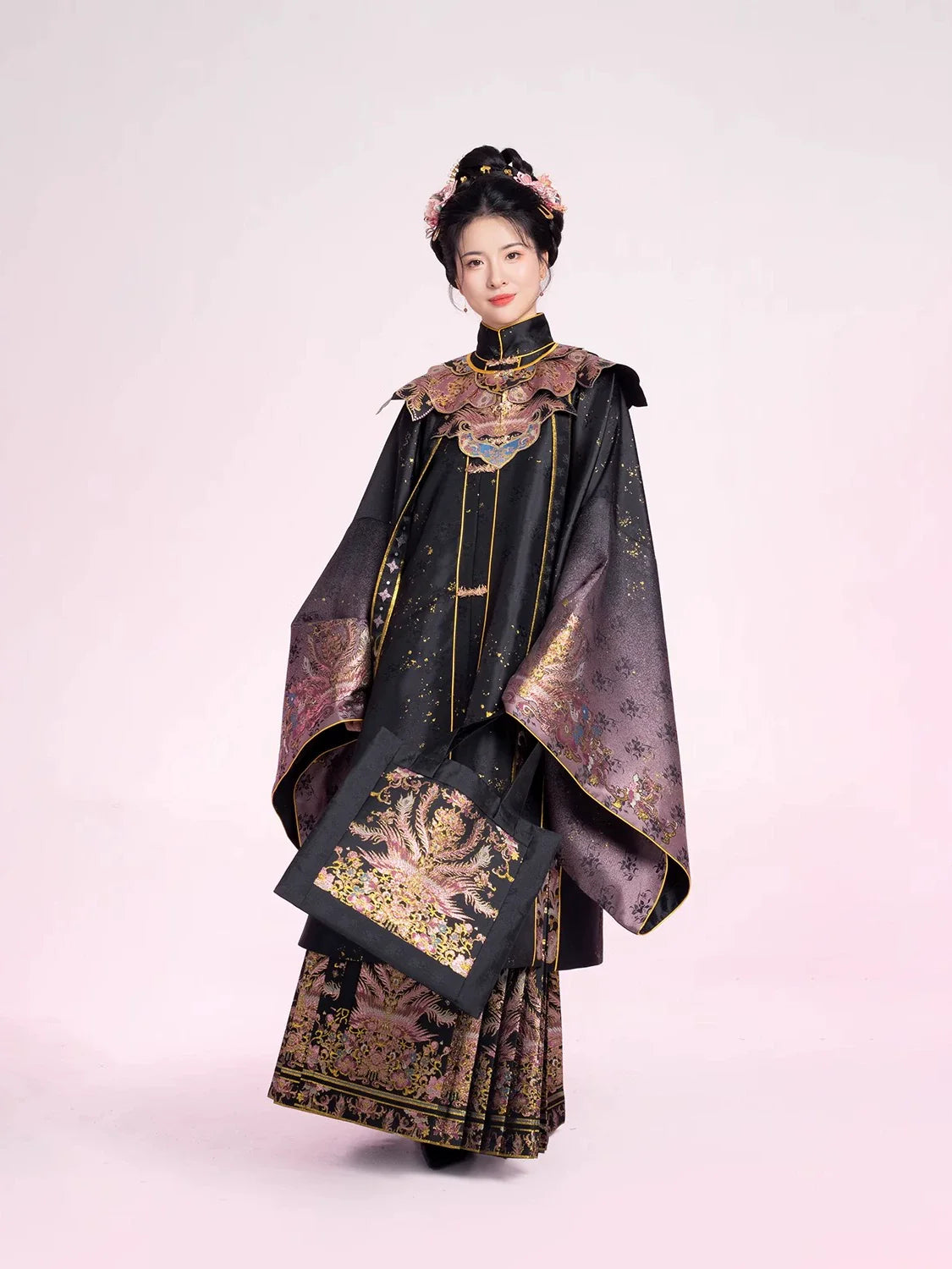 Pink Meteor 粉翠流丹 - Cloud Collar & Mamianqun Ming Dynasty Hanfu Set for Graduation (Preorder)