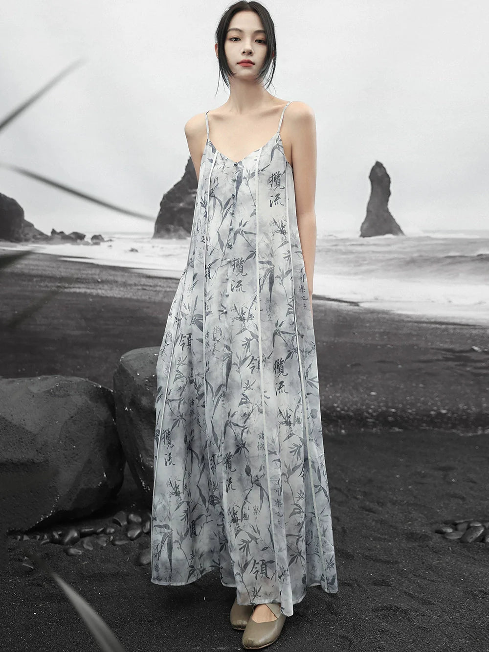 New Chinese Style Printed Slip Dress: Callie
