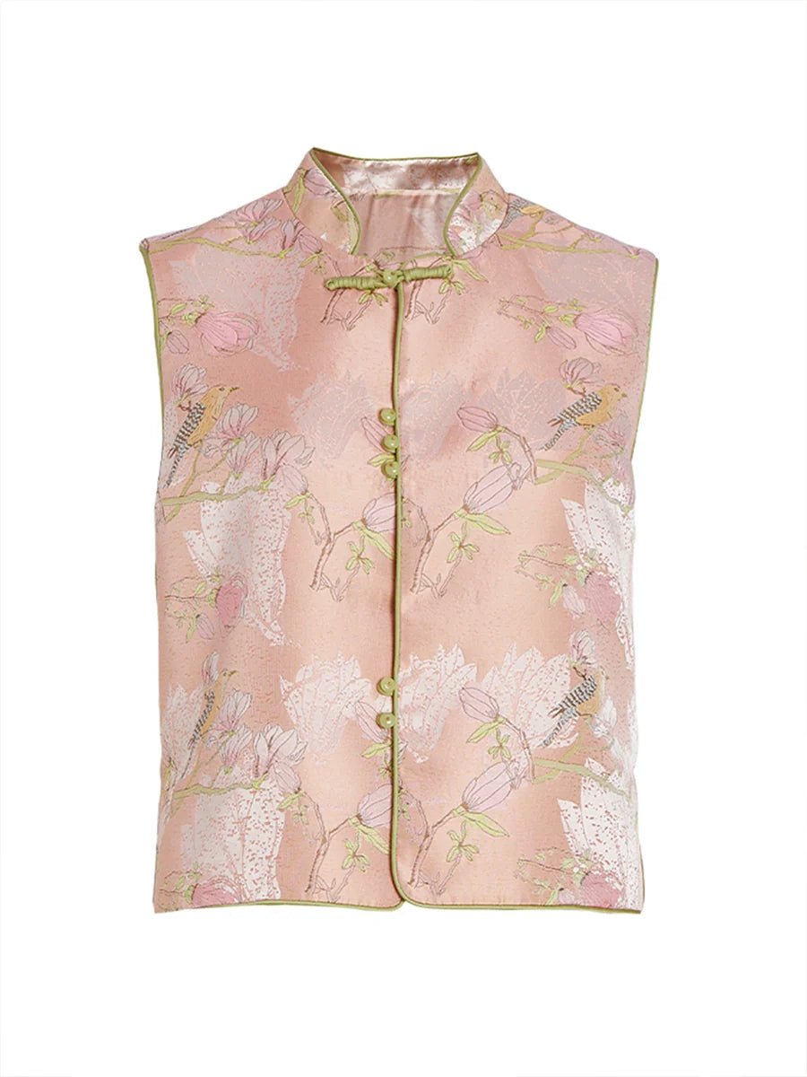Birds and Peony - New Chinese Style Jacquard Women Vest