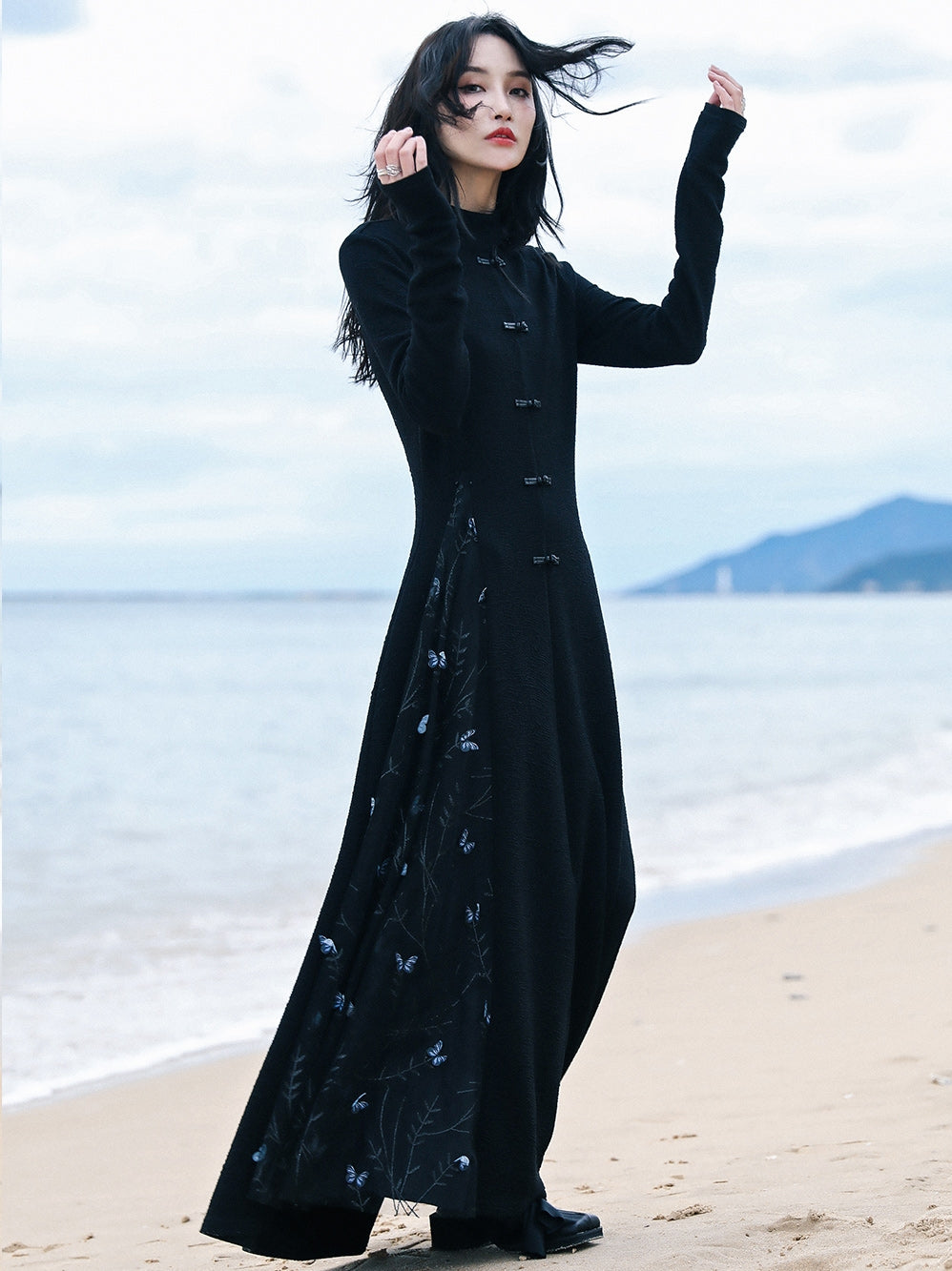 Tourmaline - Women's New Chinese Style Knitted Cheongsam Dress