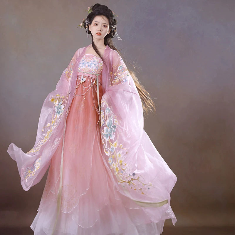 Pink Sunlight - Tang Dynasty Style Hanfu Dress Heziqun