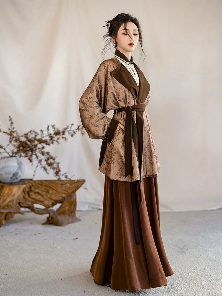 Tang Dynasty Hanfu Inspired Reversible Robe, Trench Coat, Autumn Mountain 秋山