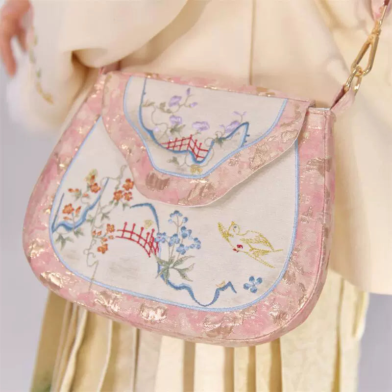 Flowers and Birds Crossbody Merchant Bag for Women