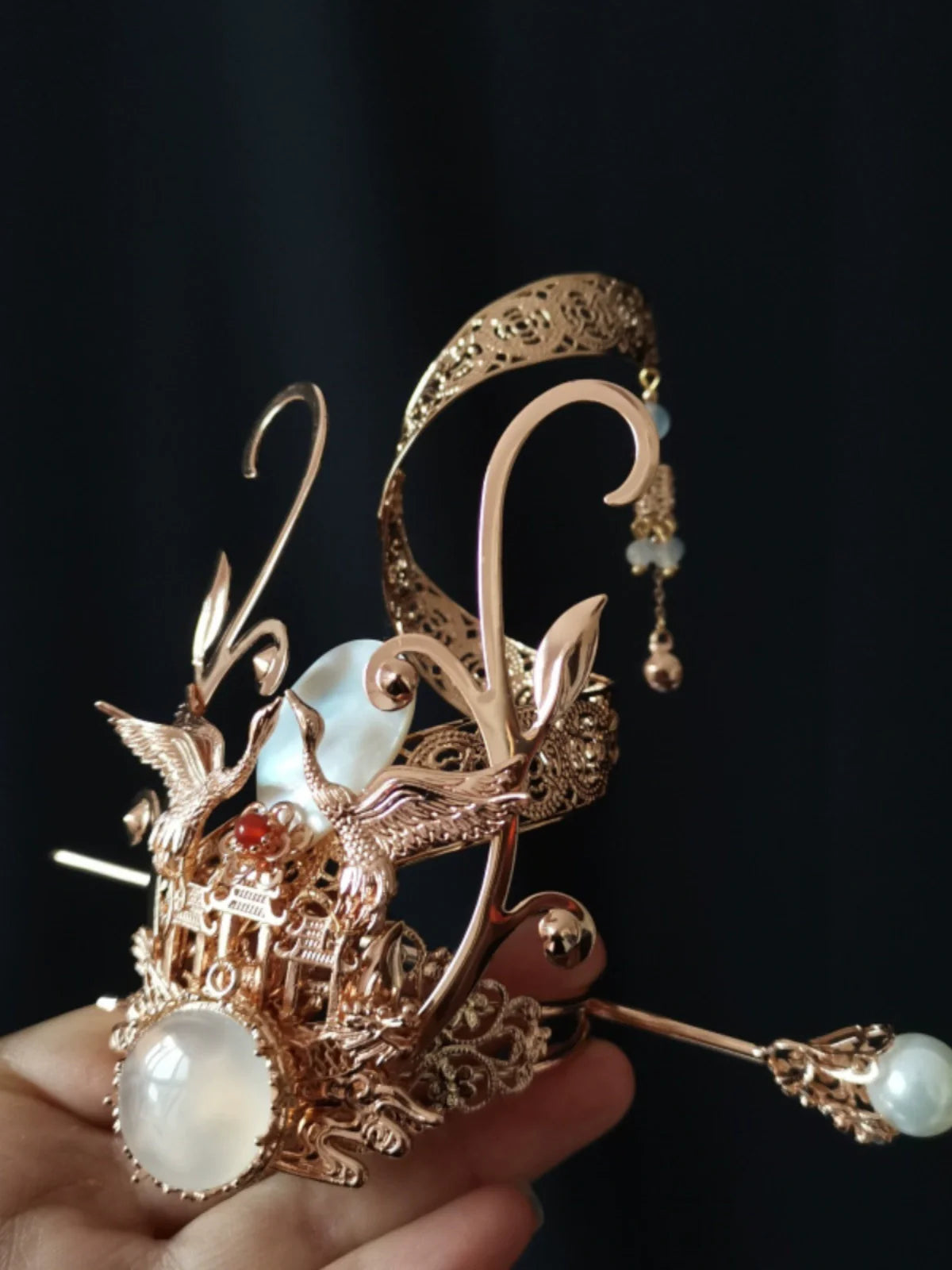 Spiral Cranes - Unisex Hanfu Hair Crown