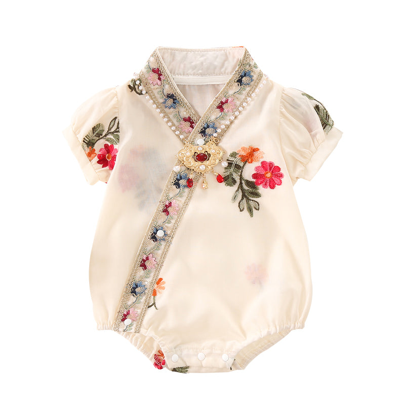 Flowers Picking - Chinese Hanfu Style Baby Onesies for Girls
